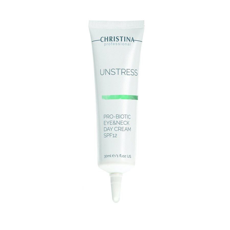 Christina Unstress Pro-Biotic Day Cream Eye & Neck SPF 8, Денний крем з пробіотичною дією навколо очей та шиї SPF 8
