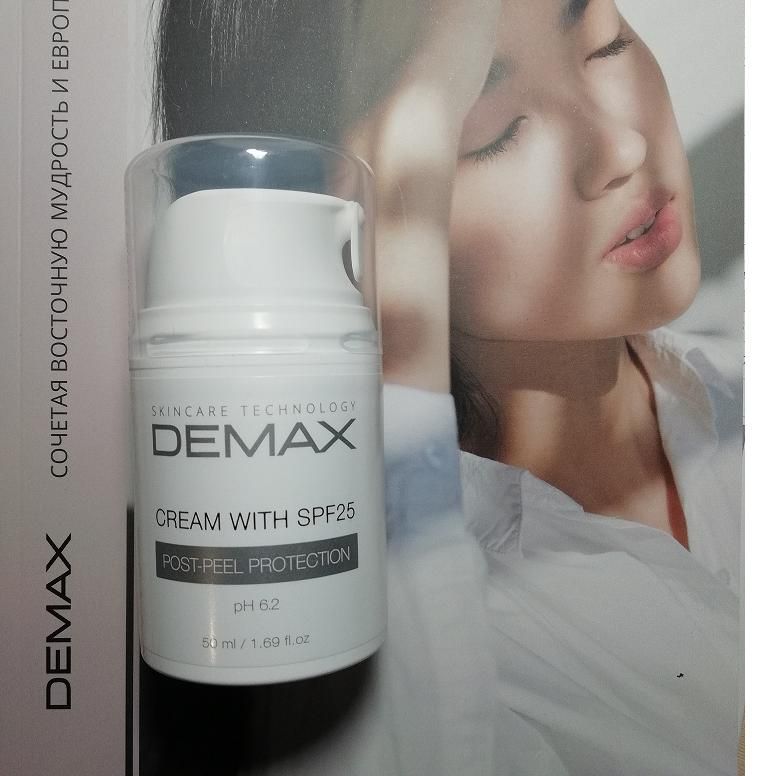 Cream with SPF 25 post-peel protection ph 6.2 - Постпілінговий захисний крем із SPF 25, флакон з дозатором, 50 мл, Demax