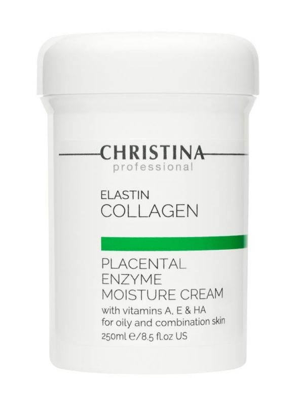 Christina Elastin Collagen Placental Enzyme Moisture Cream With Vitamins A, E & HA, Зволожуючий крем для жирної та комбінованої шкіри