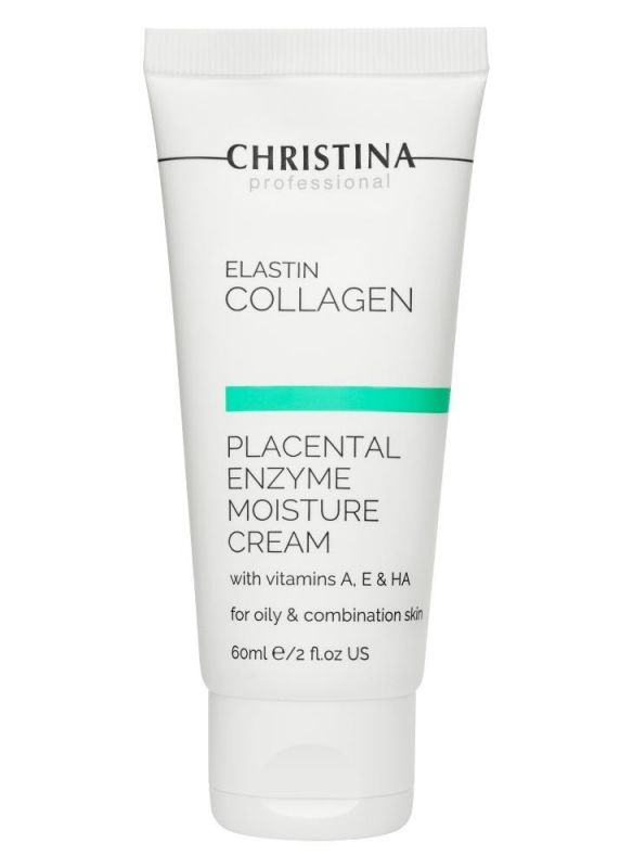 Christina Elastin Collagen Placental Enzyme Moisture Cream With Vitamins A, E & HA, Зволожуючий крем для жирної та комбінованої шкіри